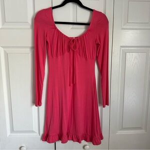 Babydoll Ruffle Pink Womens Dress Sz XS Coquette Barbiecore Milkmaid Fairycore